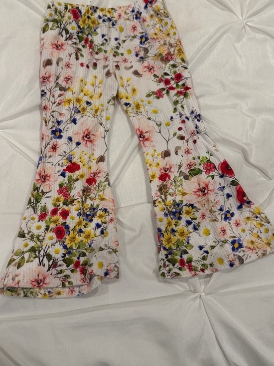 Posh Peanut Other - Posh Peanut White Bell-Bottoms with Multicolor Floral Print Size 2T